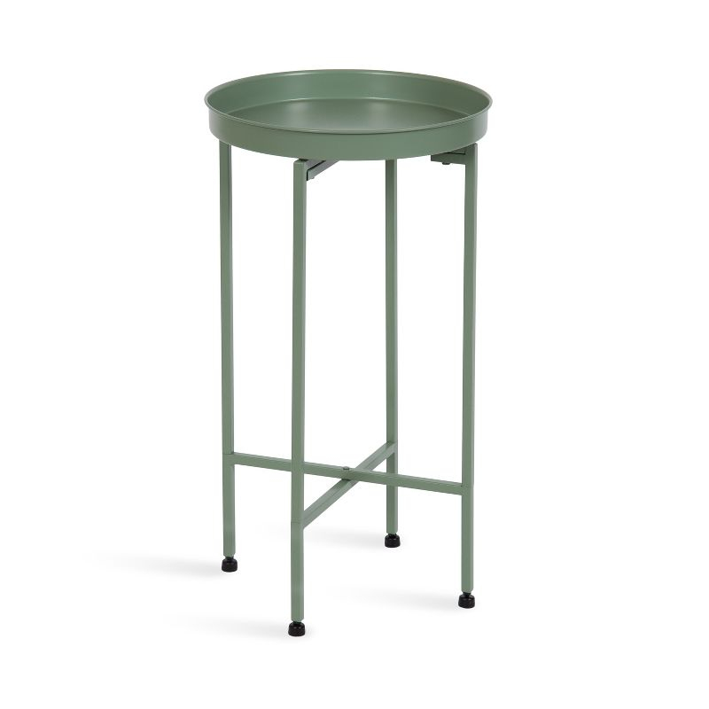 Kate and Laurel Deliah Round Metal Tea Table, 14.25x14.25x25.75, Green