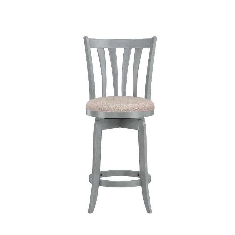 Hillsdale Furniture 25.75" Savana Swivel Counter Height Barstool Blue (Wirebrush)/Cream : Upholstered, Wood Legs, 250lb Capacity