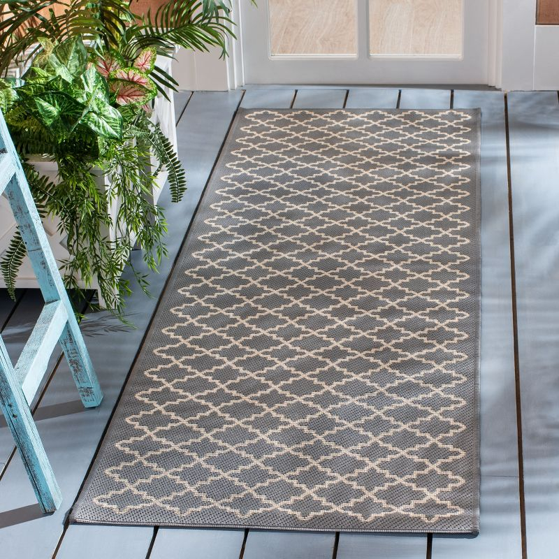 Courtyard CY6919 Power Loomed Indoor and Outdoor Runner Rug - Anthracite/Beige - 2'3"x22' - Safavieh