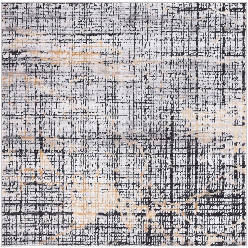 Amelia ALA248 Power Loomed Area Rug - Charcoal/Gold - 6'7"x6'7" - Safavieh.
