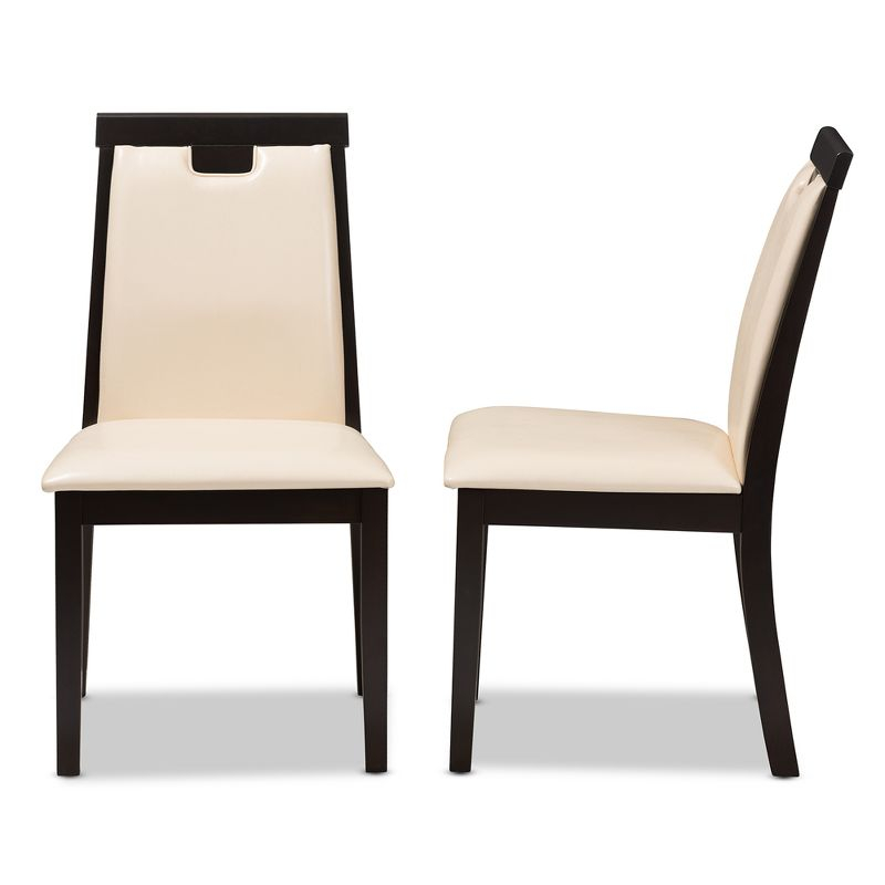 Set of 2 Evelyn Modern And Contemporary Faux Leather Upholstered And Finished Dining Chairs Dark Brown/ Beige - Baxton Studio