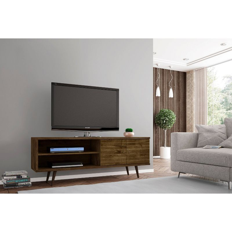 Liberty 2 Shelves and 2 Doors TV Stand for TVs up to 60" Rustic Brown - Manhattan Comfort