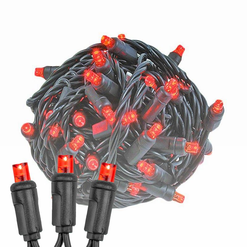 Novelty Lights Red 100 LED Christmas Mini Light Set (Black Wire, 34 Feet)