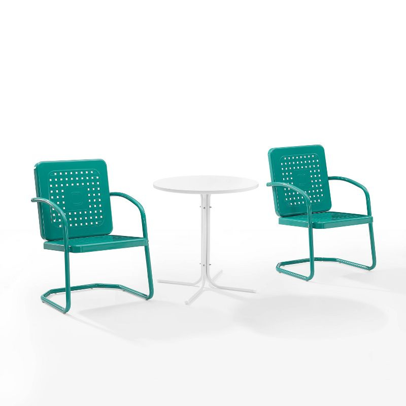 Crosley Bates 3pc Outdoor Bistro Set with Table and 2 Chairs Turquoise