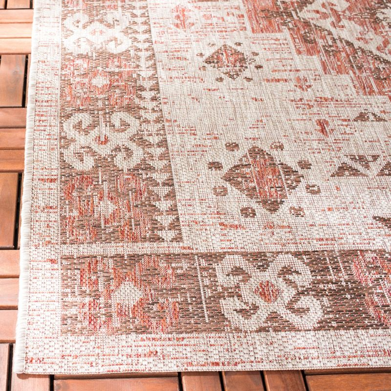 Courtyard CY8546 Power Loomed Indoor and Outdoor Area Rug - Beige/Red - 4'x5'7" - Safavieh