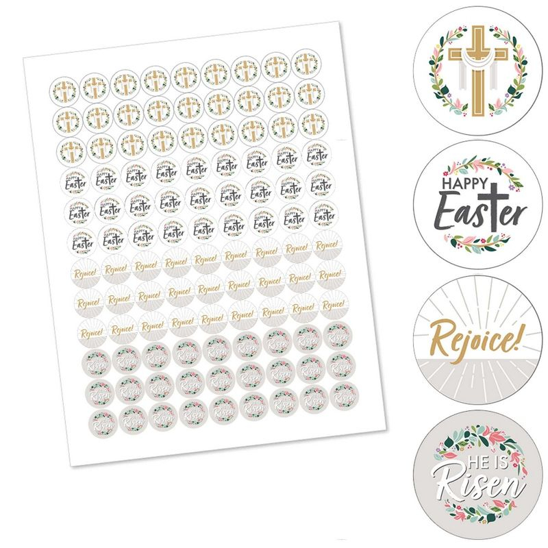 Big Dot of Happiness Religious Easter - Christian Holiday Party Round Candy Sticker Favors - Labels Fits Chocolate Candy (1 sheet of 108)