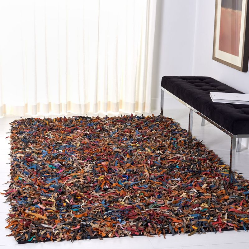 Leather Shag LSG511 Handwoven Accent Rug - Multi - 3'x5' - Safavieh