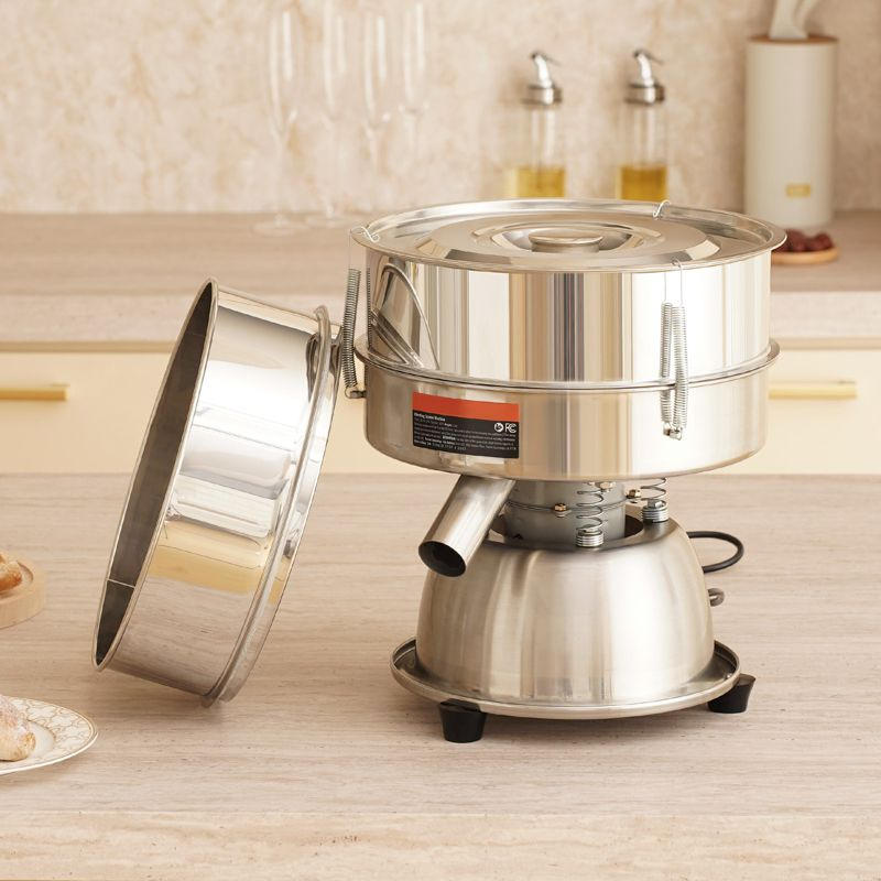 VEVOR Automatic Electric Vibrating Sieve, Stainless Steel Sifter Shaker Machine with 40+60 Mesh, 45W Automatic Powder Sifter Machine Countertop