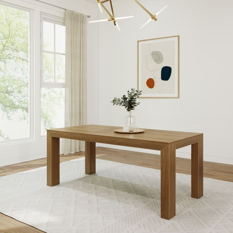 Plank+Beam 72" Modern Dining Table for 6, Solid Wood Rectangular Dining Table for Kitchen/Dining Room, Pecan Wirebrush