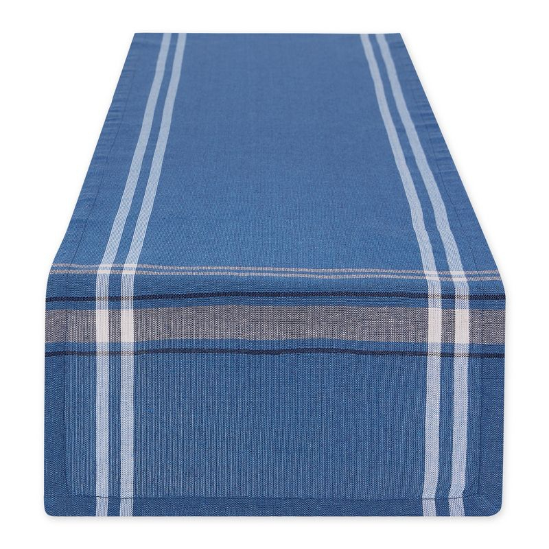 Design Imports  French Stripe Table Runner, Blue Chambray, 14X108"