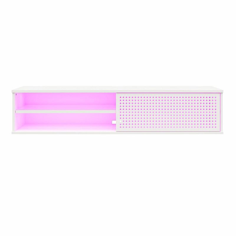 Glitch Floating TV Stand for TVs up to 60" White - NTENSE: Modern Media Console, MDF, 95 lbs Capacity
