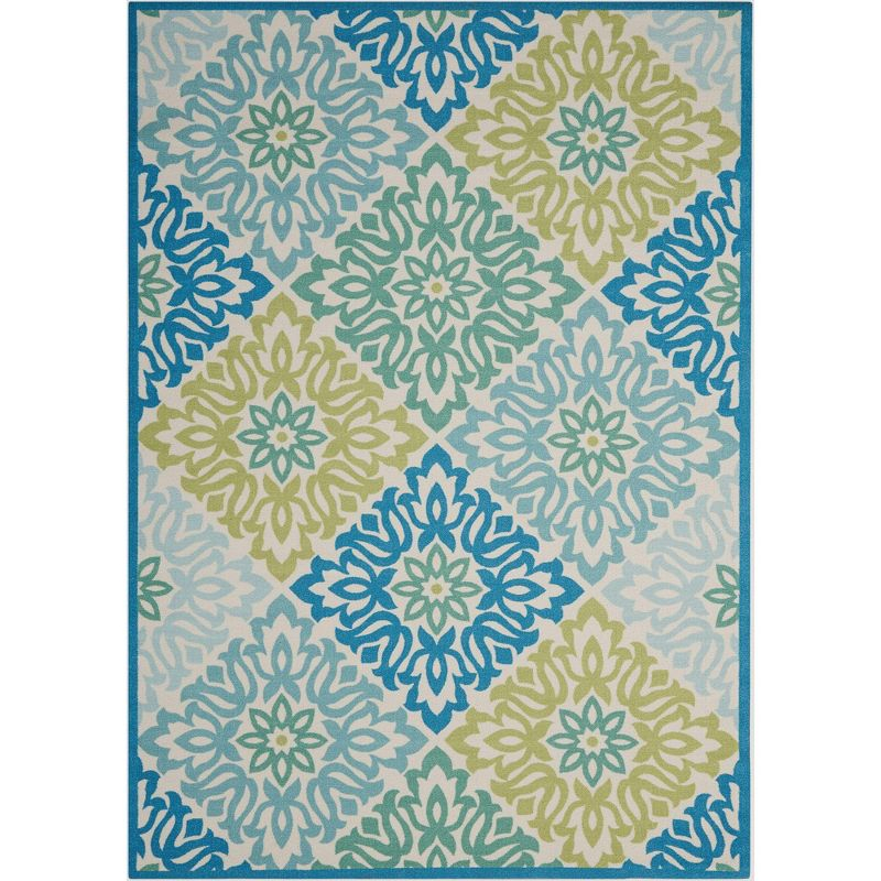 Waverly Sun & Shade "Sweet Things" Blue Indoor/Outdoor Area Rug by Nourison Marine 4'3" x 6'3"