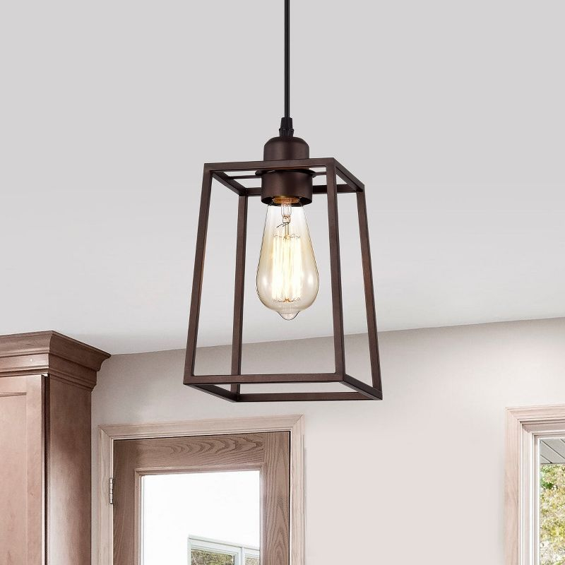 Chloe Lighting Ironclad Industrial 1 Light Oil Rubbed Bronze Mini Pendant Ceiling Fixture 6" Wide