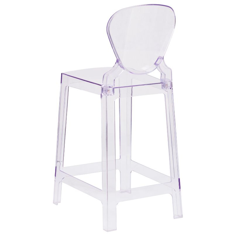 Emma and Oliver Ghost Counter Stool with Tear Back in Transparent Crystal