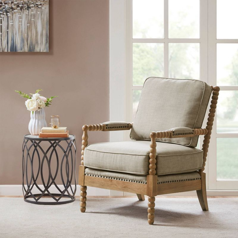 Madison Park Lyla Accent Chair Beige: Upholstered, Plywood Frame, Removable Cushions