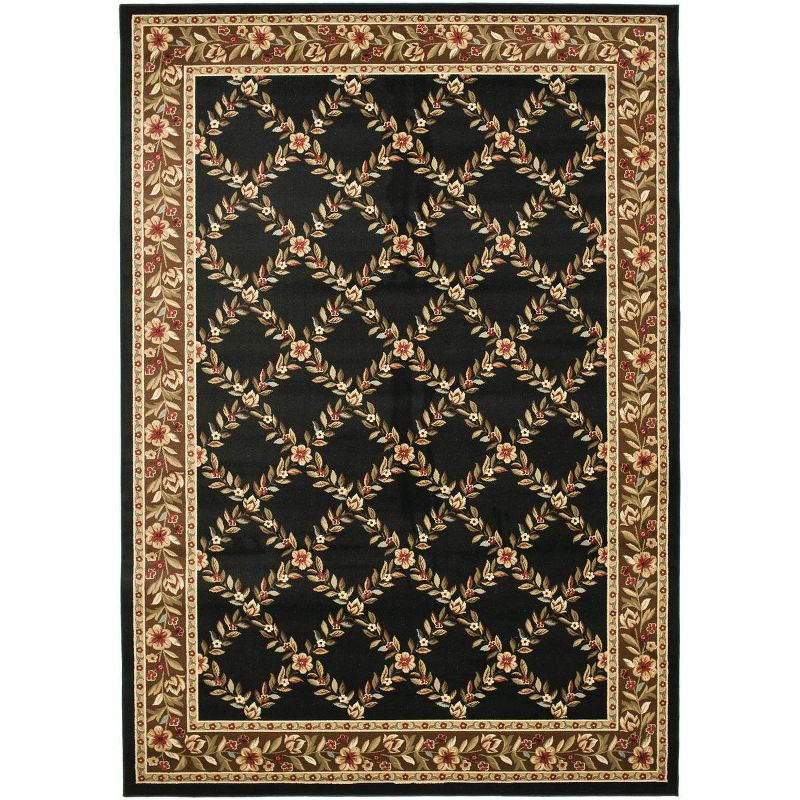 Lyndhurst LNH557 Power Loomed Area Rug - Black/Brown - 6'7"x9'6" - Safavieh