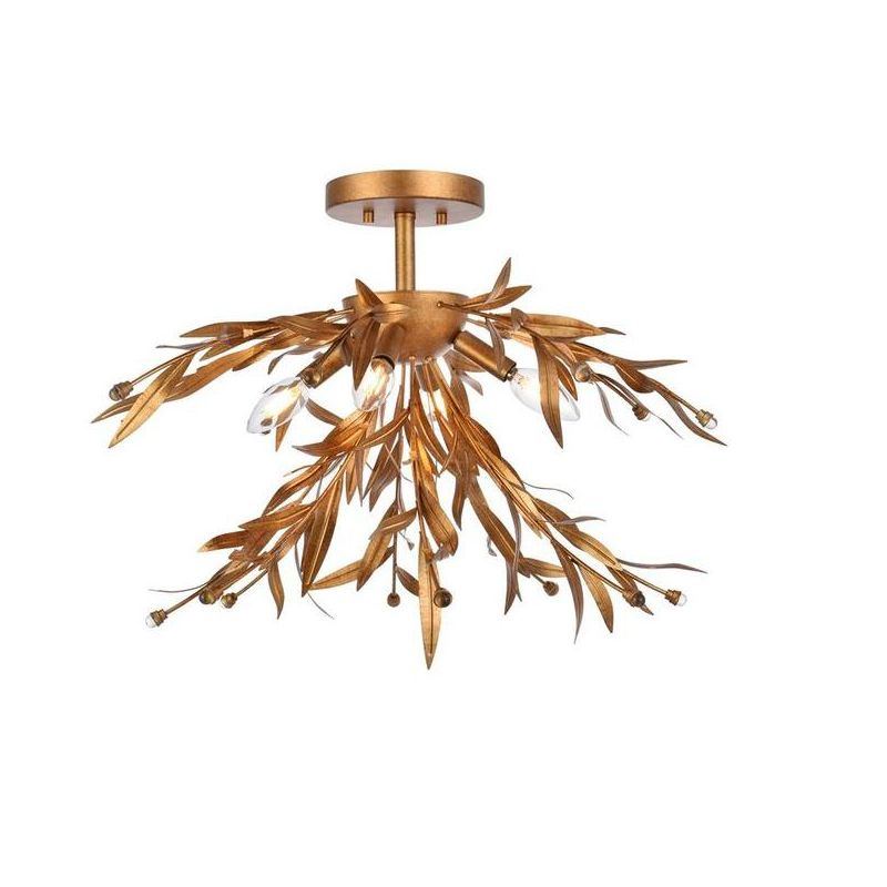 Elegant Lighting Priscilla 23 inch flush mount in gold leaf