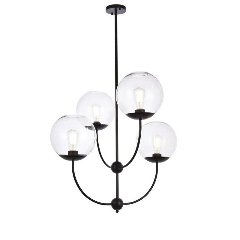 Elegant Lighting Lennon 31.5 inch pendant in black with clear shade