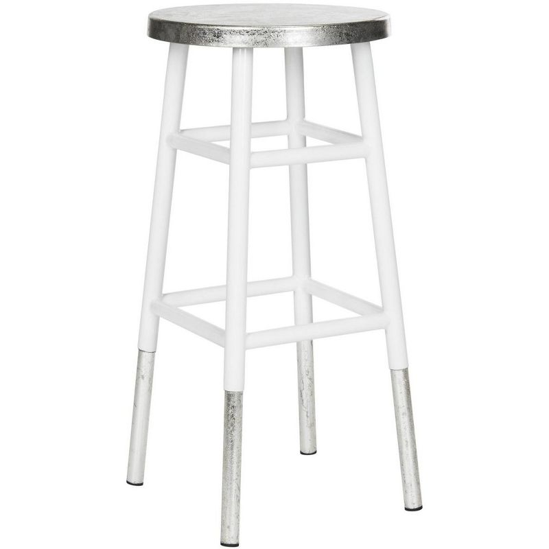 Kenzie 30''H Silver Dipped Bar Stool - FOX3212 - White - Safavieh Couture