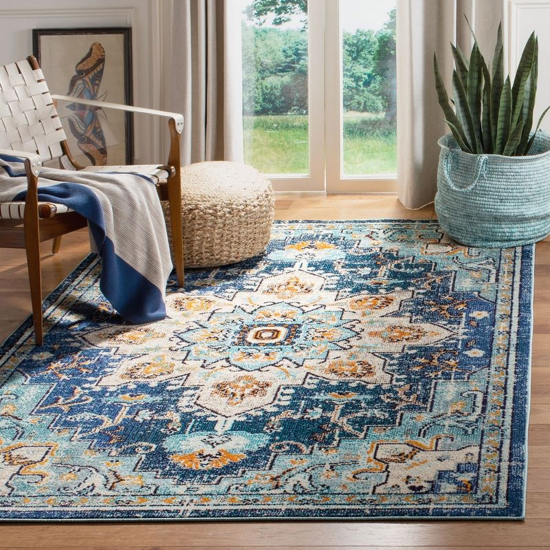 Madison MAD473 Power Loomed Indoor Area Rug - Blue/Light Blue - 4'x6' - Safavieh