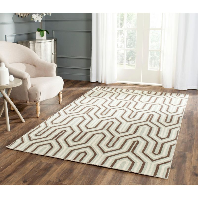 Dhurries DHU622 Hand Woven Area Rug - Grey/Multi - 4'x6' - Safavieh.