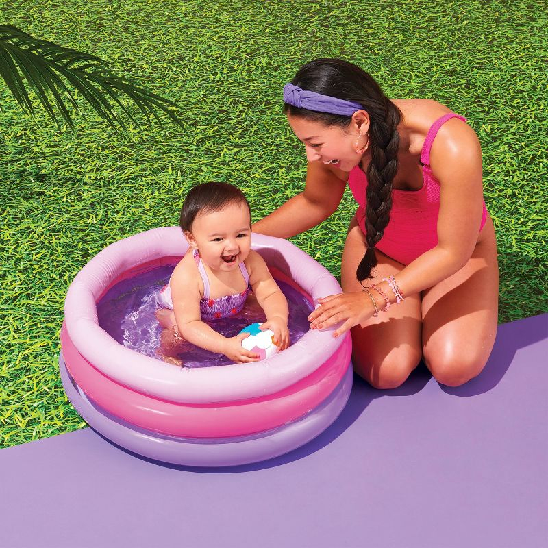 5.91'' x 1.97'' x 7.87'' Mini 3 Ring Pool 11 gal Round Kiddie Pool Pink - Sun Squad™