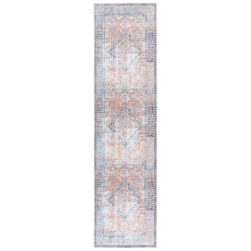Orlando ORL764 Power Loomed Indoor Runner - Orange / Blue - 2'-2" x 8' - Safavieh
