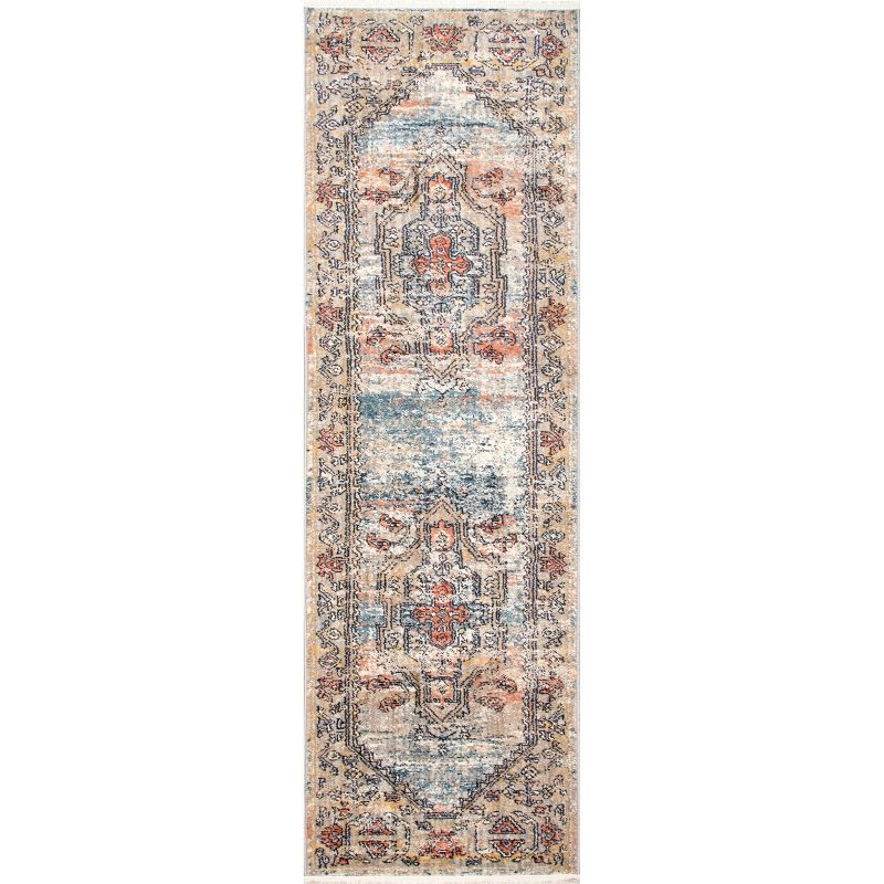 Nuloom Marley Medallion 2x6 Runner Indoor Area Rug for Living Room Bedroom Dining Room Entryway Hallway Kitchen, Beige/Ivory