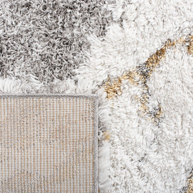 Horizon Shag 800 HZN890 Machine Made Area Rug - 6'7"x6'7" - Grey/Gold - Safavieh