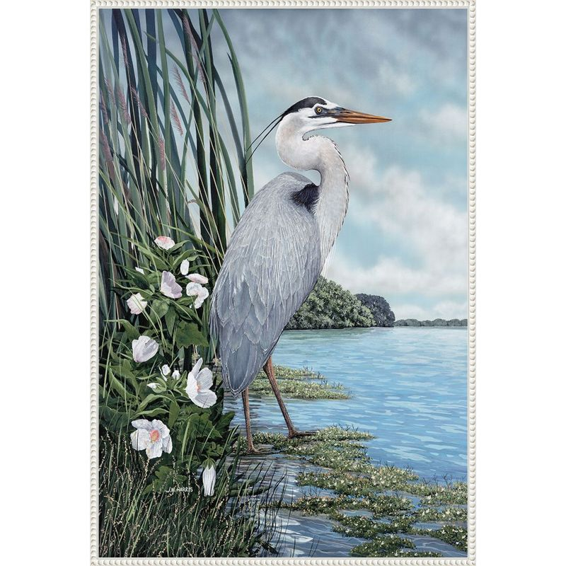 Amanti Art Great Blue Heron by James Harris Canvas Wall Art Print Framed 23 x 33-in.
