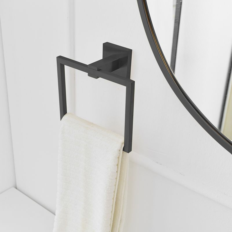 Bath Towel Ring Bathroom Hand Towel Holder Stainless Steel Square Towel Hangers Wall Mounted In Brushed Nickel
