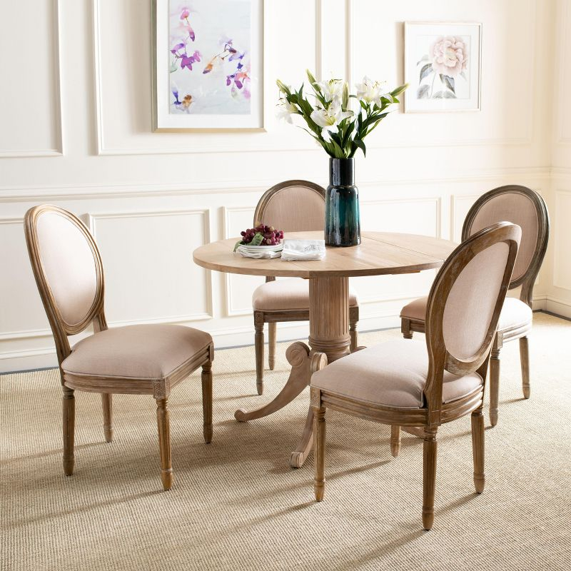 Holloway 19''H French Brasserie Oval Side Chair (Set of 2) - Beige/Rustic Oak - Safavieh