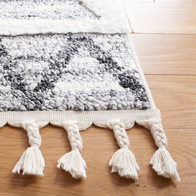 Moroccan Tassel Shag MTS642 Power Loomed Area Rug - Gray/Ivory - 8'x10' - Safavieh.