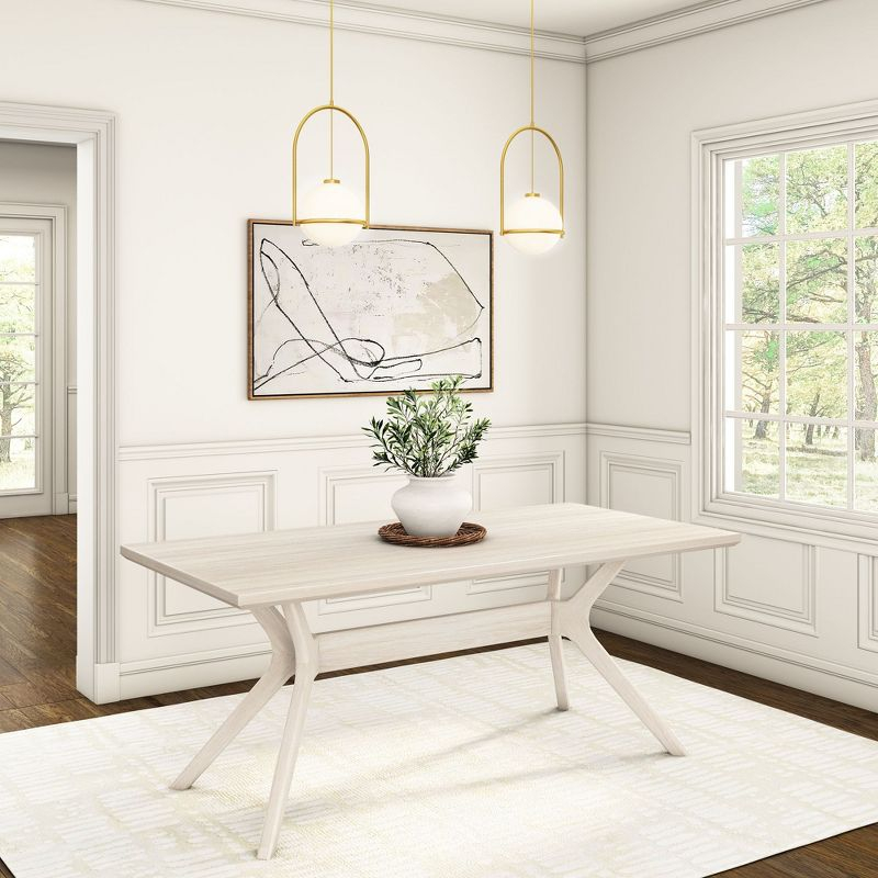 Plank+Beam 72" Verso Rectangular Dining Table for 6, Solid Wood Cross Leg Kitchen Table, White Sand