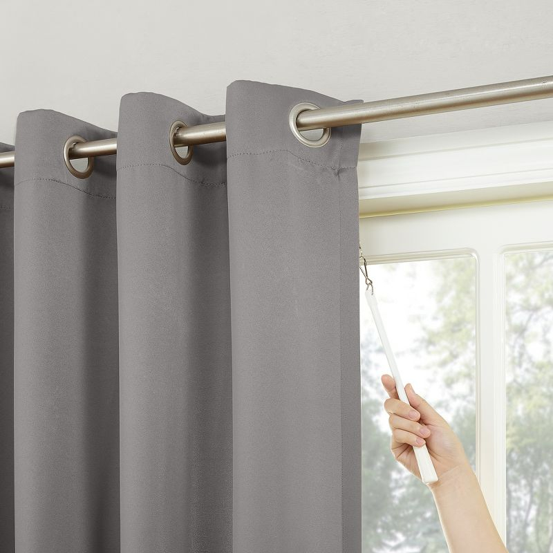 100"x84" Sun Zero Blackout Kenneth Extra-Wide Grommet Sliding Patio Door Curtain Panel Gray: Energy Efficient, Noise Reduction
