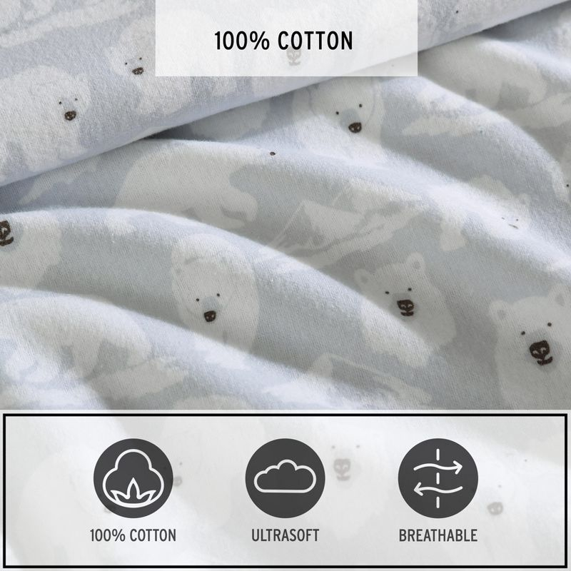 Eddie Bauer Explorer Bears Grey 100% Cotton Flannel Full Sheet Set