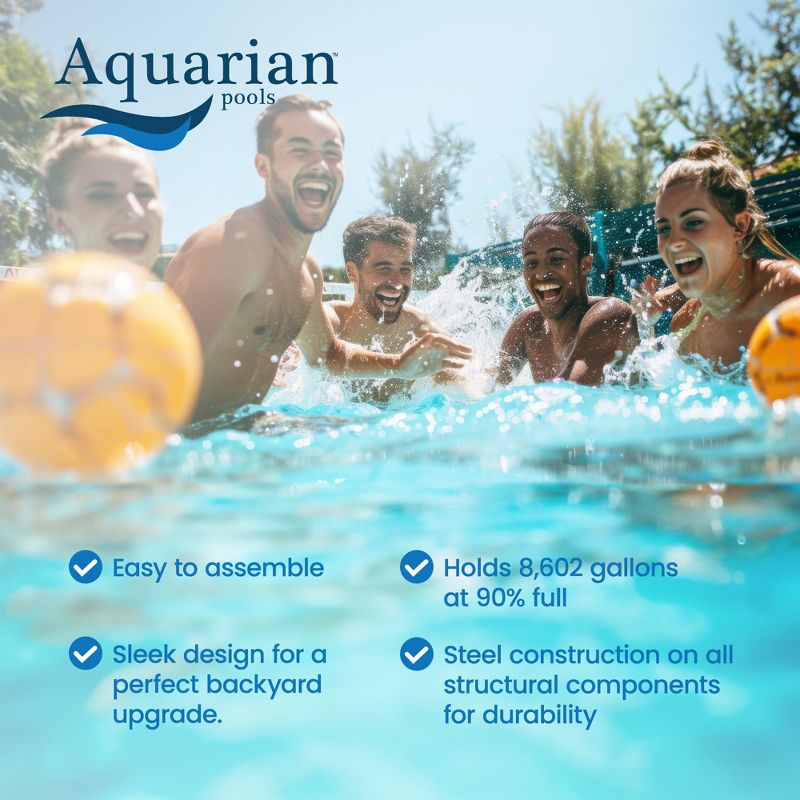 Aquarian Khaki Venetian 24' x 52" Steel Frame DIY 6- to 8-Person Above-Ground Backyard Pool – Pool Only (Accessories Sold Separately)