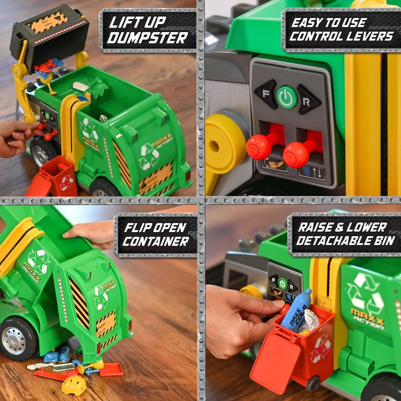 Maxx Action 3-N-1 Maxx Recycler - Toy Garbage Truck with Joystick Controllers and Miniature Trash Pieces
