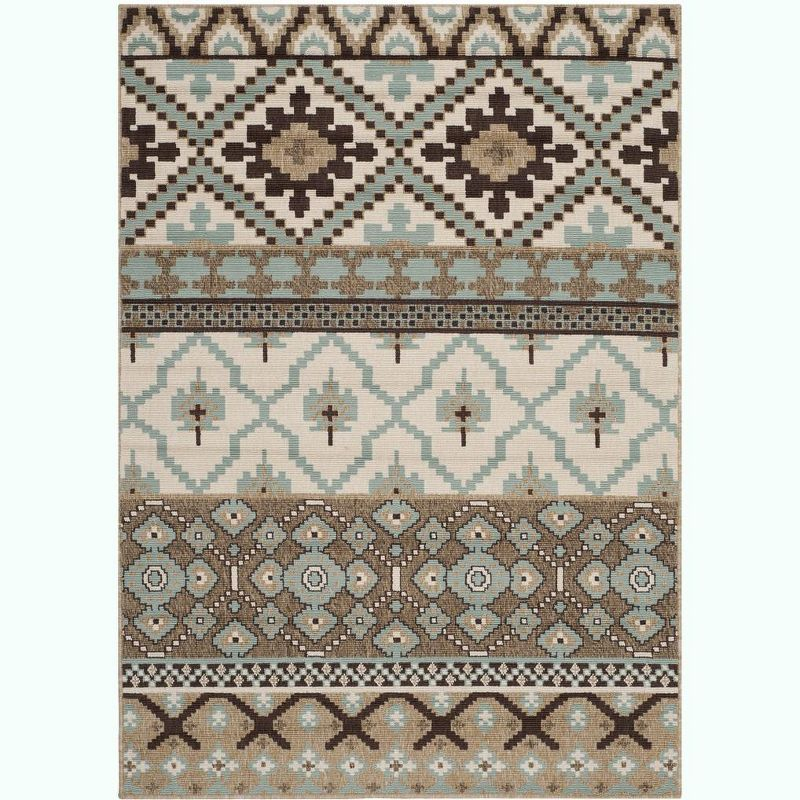 Veranda VER097 Power Loomed Indoor and Outdoor Area Rug - Creme/Brown - 4'x5'7" - Safavieh.