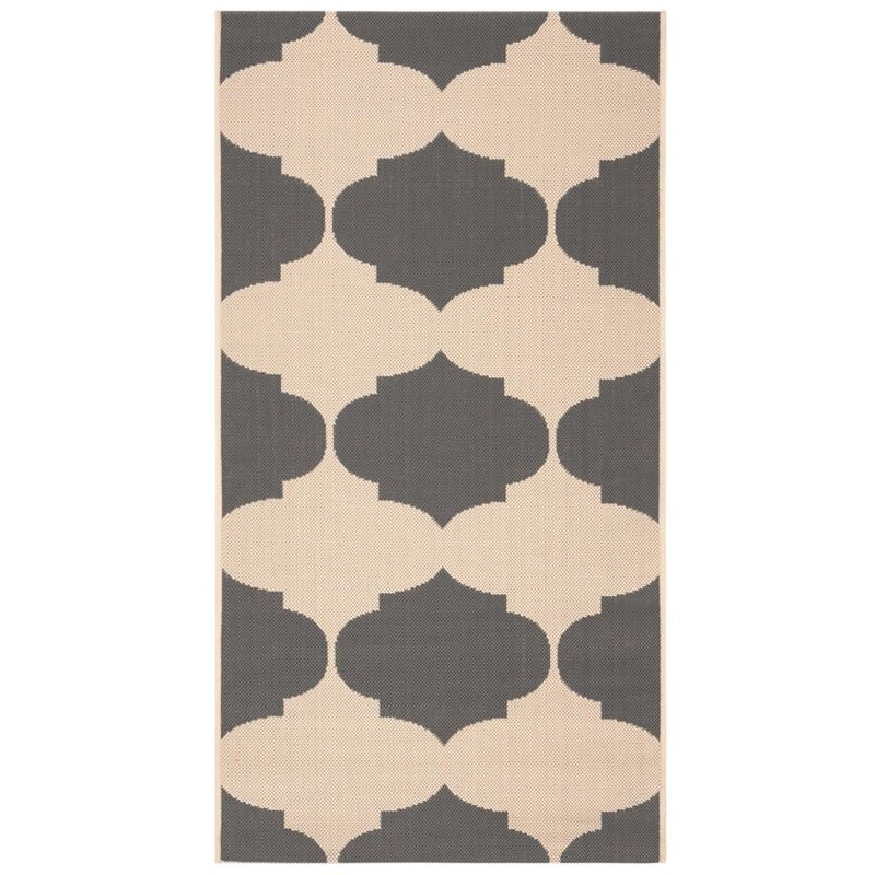 Courtyard CY6162 Power Loomed Indoor and Outdoor Accent Rug - Beige/Anthracite - 2'7"x5' - Safavieh