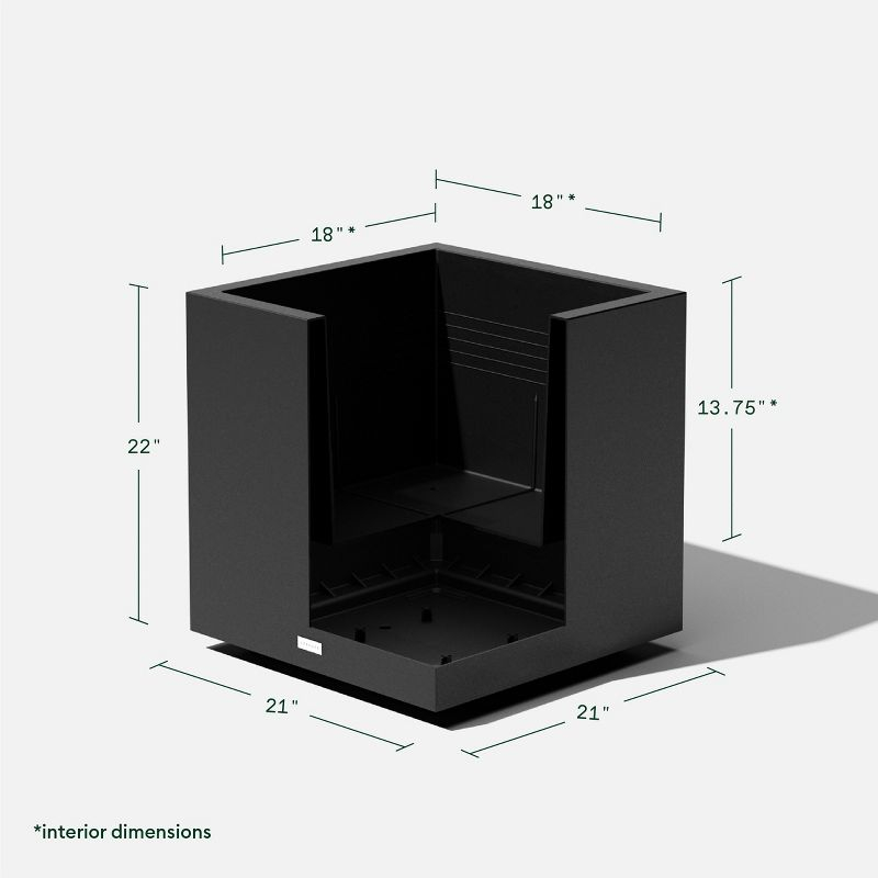 Veradek Block Series Cube Medium 22" Plastic Planter - Black