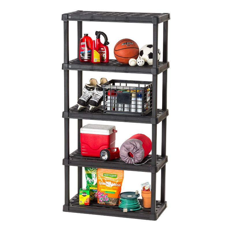 IRIS USA 5-Tier Shelving Unit, 73" Fixed Height, 36"L x 18"W x 73"H, Made with Recycled Materials, Black