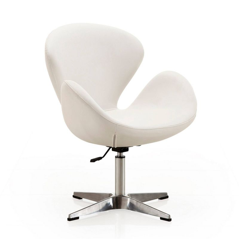 Set of 2 Raspberry Faux Leather Adjustable Swivel Chairs White - Manhattan Comfort