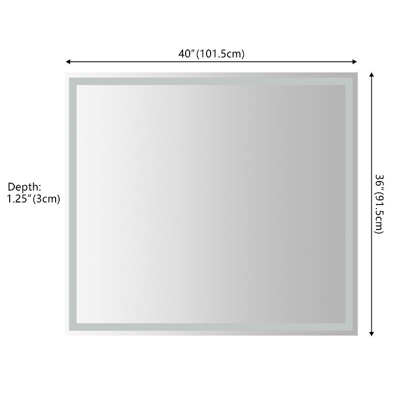 Pax 40 in. W x 36 in. H Large Rectangular Frameless Antifog Front/Back-Lit Wall Bathroom Vanity Mirror with Smart Touch - JONATHAN Y