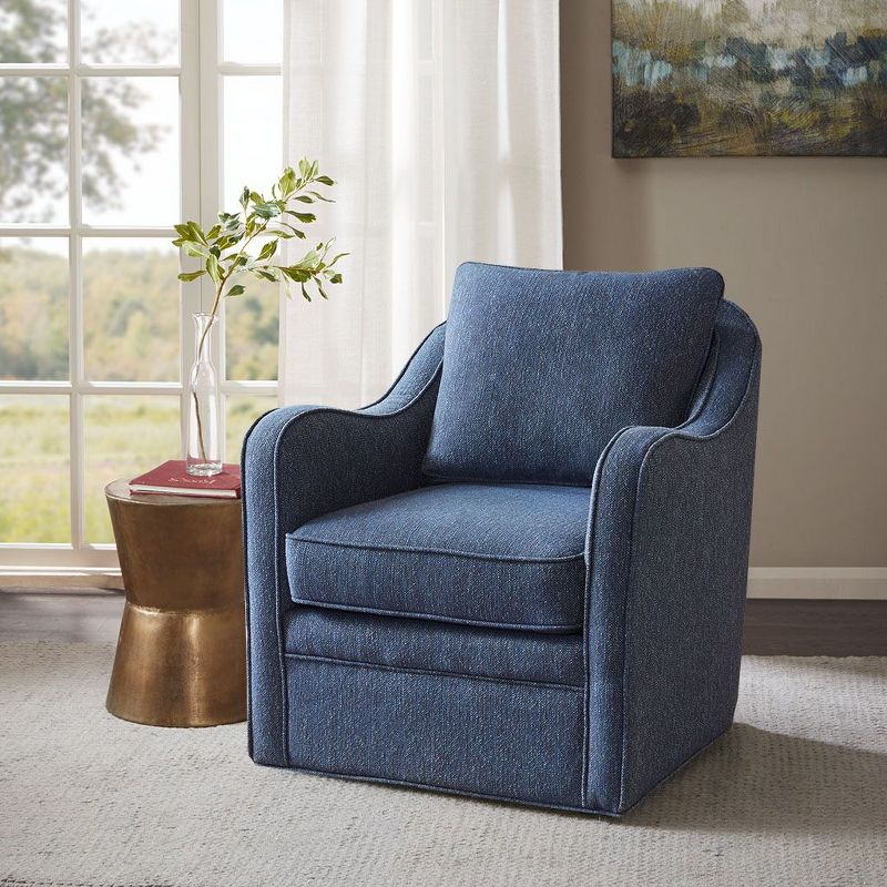Mitchell Wide Seat Swivel Armchair Navy - Madison Park
