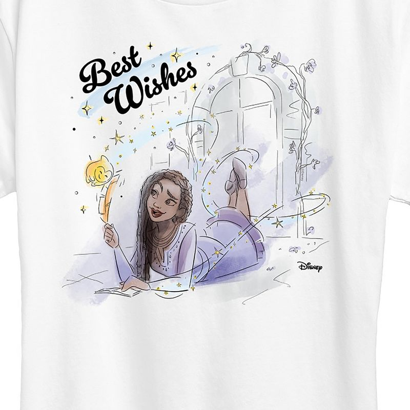 Women's Disney Best Wishes Asha Sketch Short Sleeve Graphic T-Shirt - White - Medium