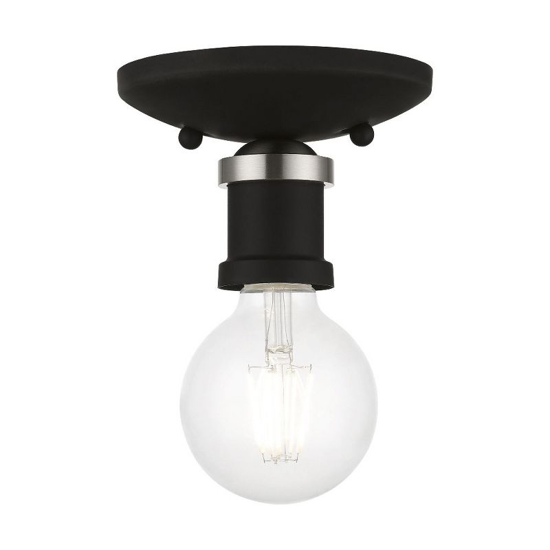 Livex Lighting Lansdale 1 - Light Flush Mount in  Black/Brushed Nickel