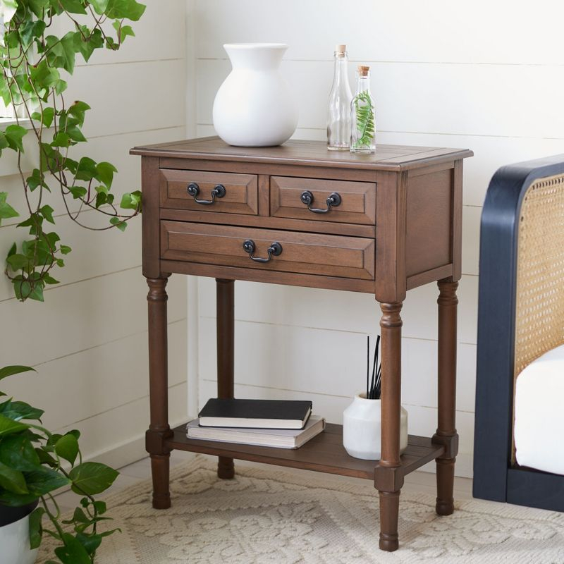Primrose 3 Drawer Console Table - Brown - Safavieh