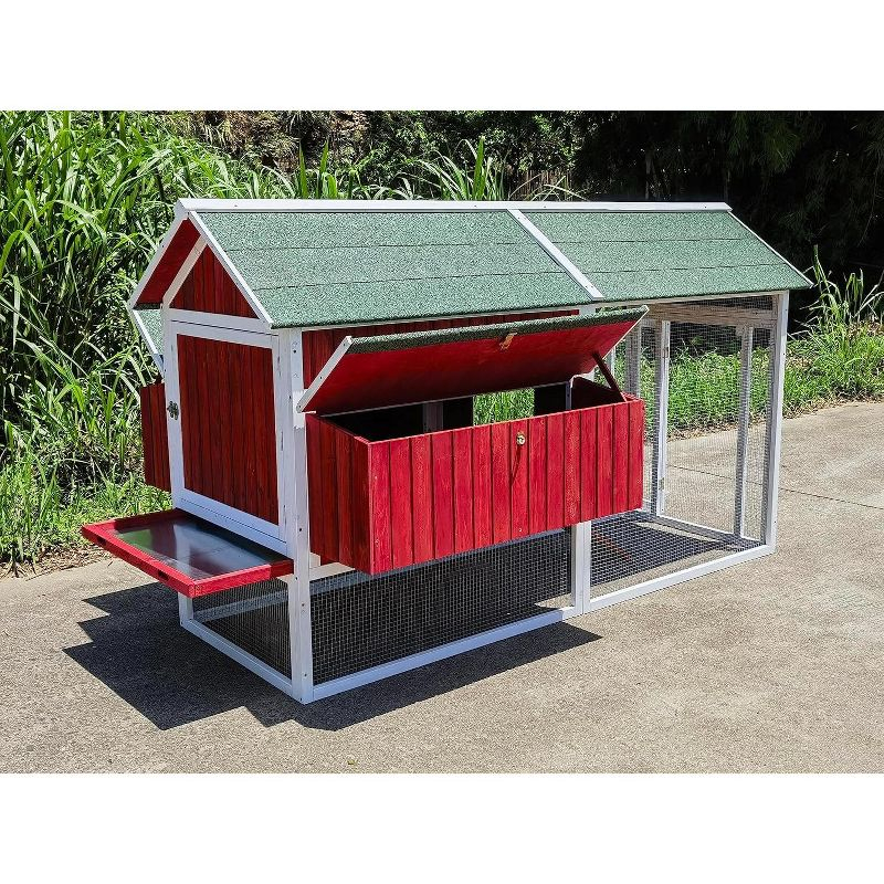 Midlee Red Barn Wooden Chicken Coop with Run Hen House Nesting Box Backyard Covered Enclosure