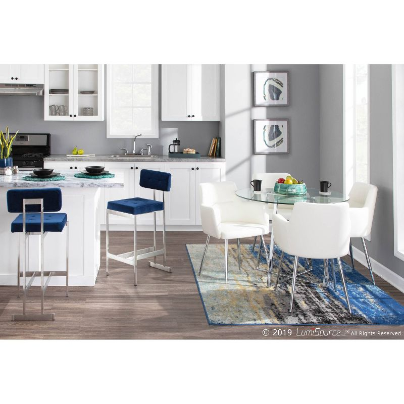 40" Cosmo Round Dining Table Chrome/Clear Glass - LumiSource: Contemporary Style, 4-Seater, Steel Pedestal Base